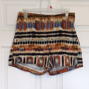 Matty M High Waist Brown and Black Geometric Shorts